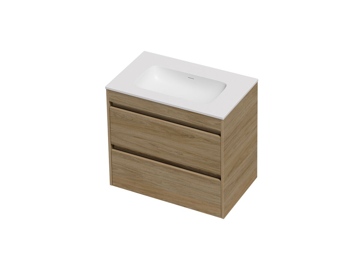 Hero - Posh Domaine Twin 750 2 Drawer Wall Hung Vanity Colour Console Top Matte White Mineral Cast No Taphole