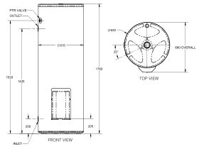 Thermann Commercial Electric Storage 315L 3&6 Element Line Drawing