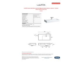 Specification Sheet - LAUFEN Kartell Washbasin with Shelf Right Hand Bowl 1 Taphole 900 x 460mm White
