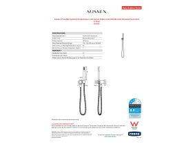 Specification Sheet - Sussex Pure Microphone Handshower with Swivel Water Inlet Wall Bracket Brushed Gunmetal (3 Star)