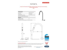Specification Sheet - Sussex Pure Progressive Sink Mixer Set Pull Out Spray with Cirque Textured Handles Chrome (4 Star) Lead Free