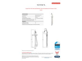 Specification Sheet - Sussex Pure Floor Mounted Bath Mixer Tap with Handshower Kit Chrome (3 Star)
