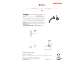 Specification Sheet - Sussex Oria Wall Bath Mixer Outlet System 165mm PVD Brushed Gunmetal