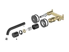 Supporting Image - Mizu Drift Dial Wall Basin / Bath Mixer Tap Set 2-Piece Cover Plate Kit Matte Black (6 Star) Lead Free