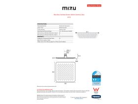 Specification Sheet - Mizu Bloc Overhead Shower 250mm Chrome (3 Star)
