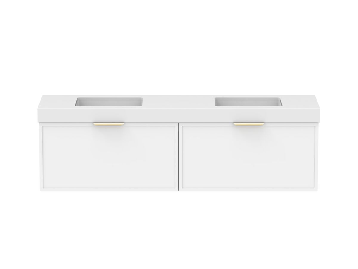 Supporting Image - Kado Lux Slim All Drawer 1800mm Wall Hung Vanity with Double Basin 90mm Top Matte White