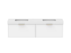 Supporting Image - Kado Lux Slim All Drawer 1800mm Wall Hung Vanity with Double Basin 90mm Top Matte White