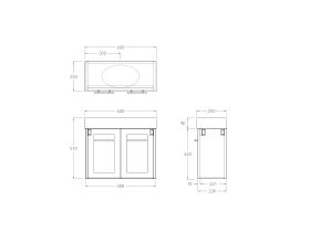 Kado Lux Petite Vanity Unit Wall Hung 600 Centre Bowl Statement Top (Basin Included)