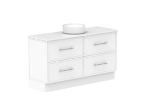 Supporting Image - Kado Lux 1500mm All Drawer Floor Mounted Vanity Unit 4 Drawers Centre Bowl Vanity 20mm Top Shaker