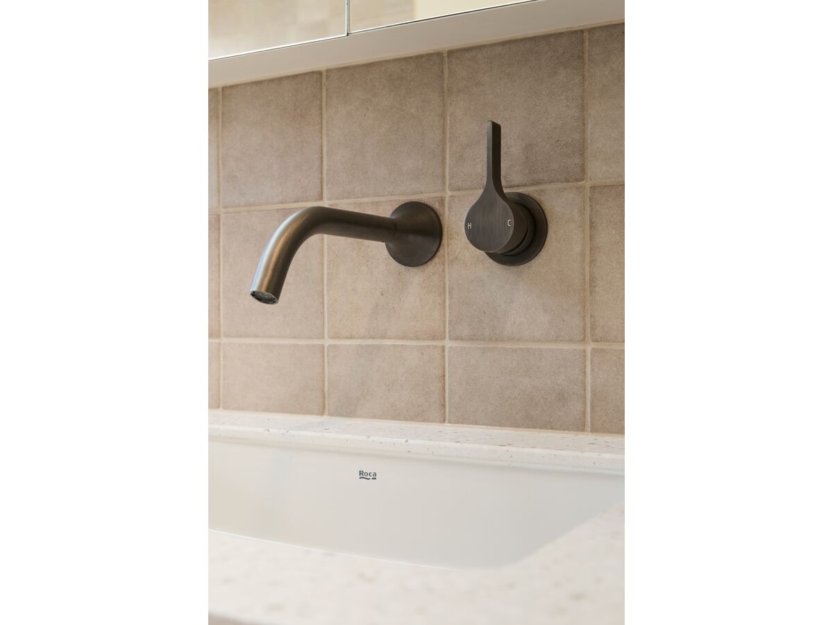 Sussex Oria Wall Basin Mixer Outlet System 215mm PVD Brushed Gunmetal (5 Star)