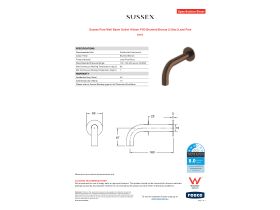 Specification Sheet - Sussex Pure Wall Basin Outlet 160mm PVD Brushed Bronze (3 Star) Lead Free