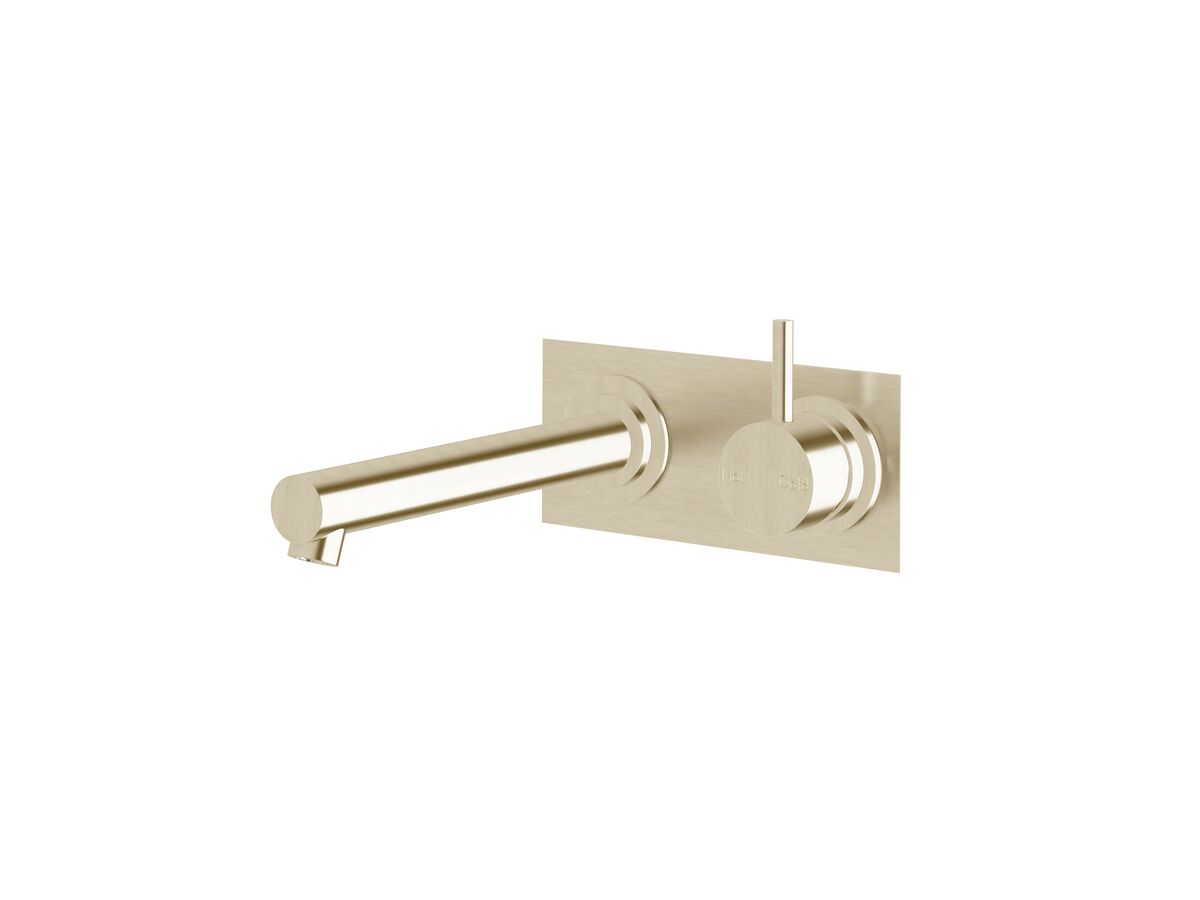 Sussex Scala Straight Wall Basin Mixer Tap System Right Hand Mixer Tap 200mm Outlet LUX PVD Brushed Platinum Gold (6 Star)