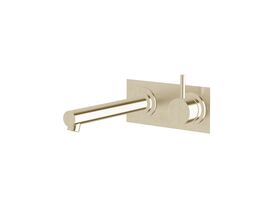 Sussex Scala Straight Wall Basin Mixer Tap System Right Hand Mixer Tap 200mm Outlet LUX PVD Brushed Platinum Gold (6 Star)