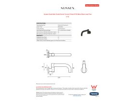 Specification Sheet - Sussex Scala Bath Outlet Swivel Curved 210mm PVD Matte Black Lead Free