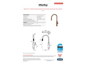 Specification Sheet - Mizu Drift 3 in 1 Filtered Gooseneck Sink Mixer Filter System Brushed Bronze (5 Star) Lead Free