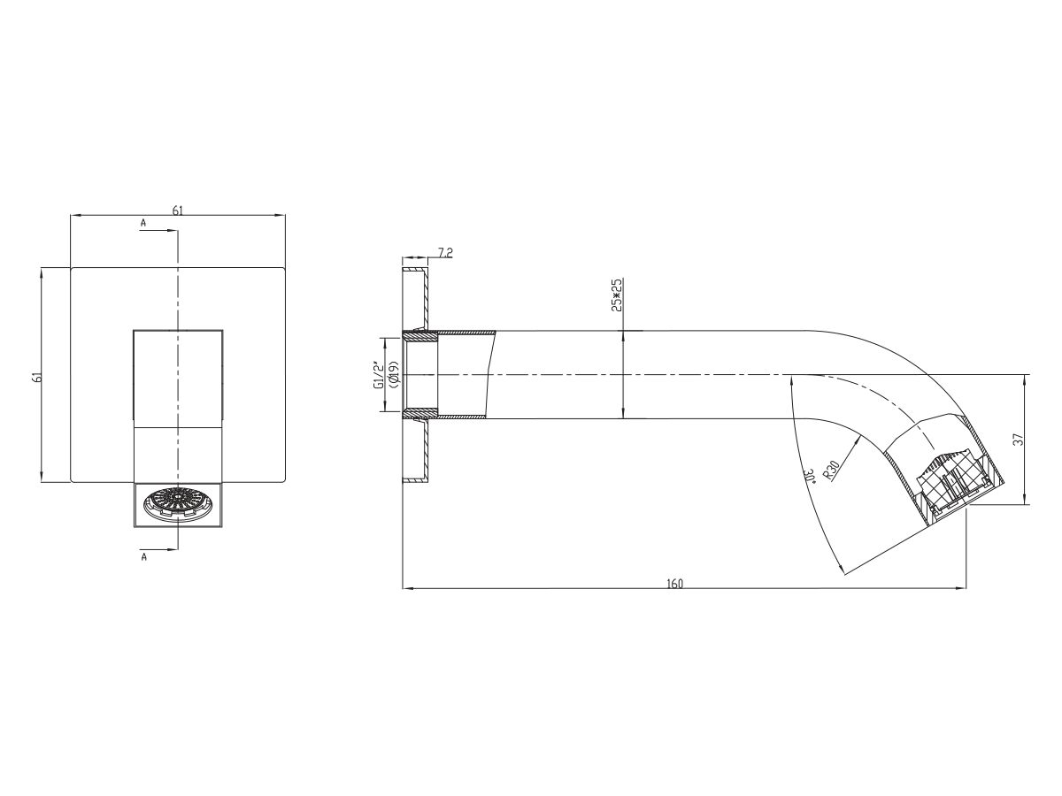 Mizu Bloc Bath Outlet 160mm