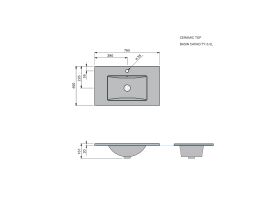 Technical Drawing - Posh Domaine Single 750 Ceramic Top
