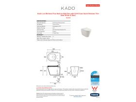Specification Sheet - Kado Lux Rimless Plus Back to Wall Pan with Soft Close Quick Release Thin Seat White (4 Star)