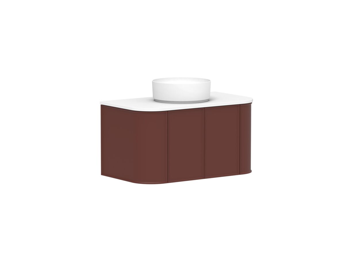 Supporting Image - Kado Era Double Curve All Door 900mm Wall Hung Vanity with Centre Basin 20mm Top Red Marble