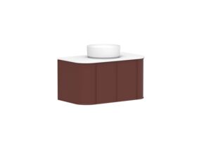 Supporting Image - Kado Era Double Curve All Door 900mm Wall Hung Vanity with Centre Basin 20mm Top Red Marble