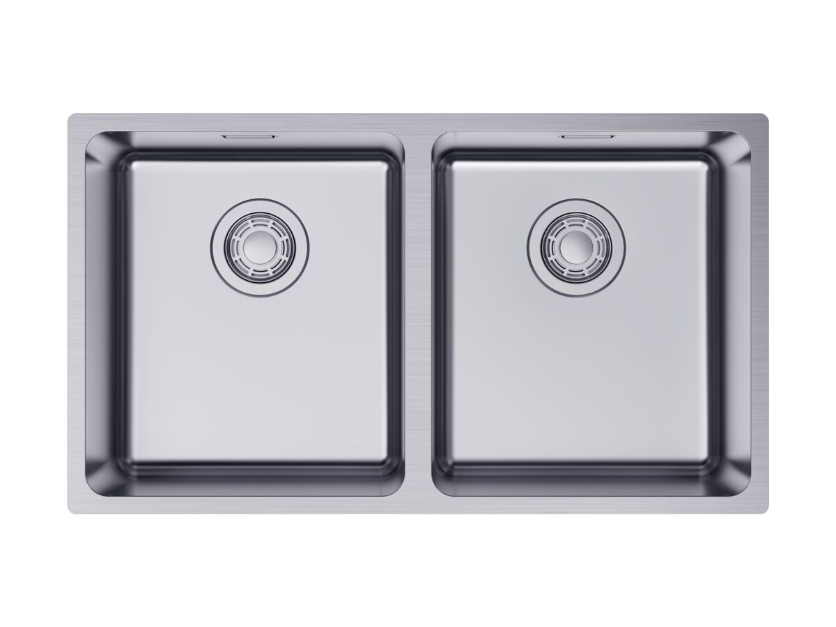 Hero - Memo Oscar Inset/Undermount Double Bowl Sink Overflow No Taphole