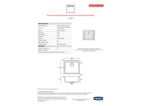 Specification Sheet - Memo Freya Extended Single Bowl Sink No Taphole Granite White