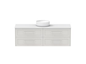 Hero - Kado Lux 1500mm All Drawer Wall Hung Vanity Unit 4 Drawers Centre Bowl Vanity 20mm Top