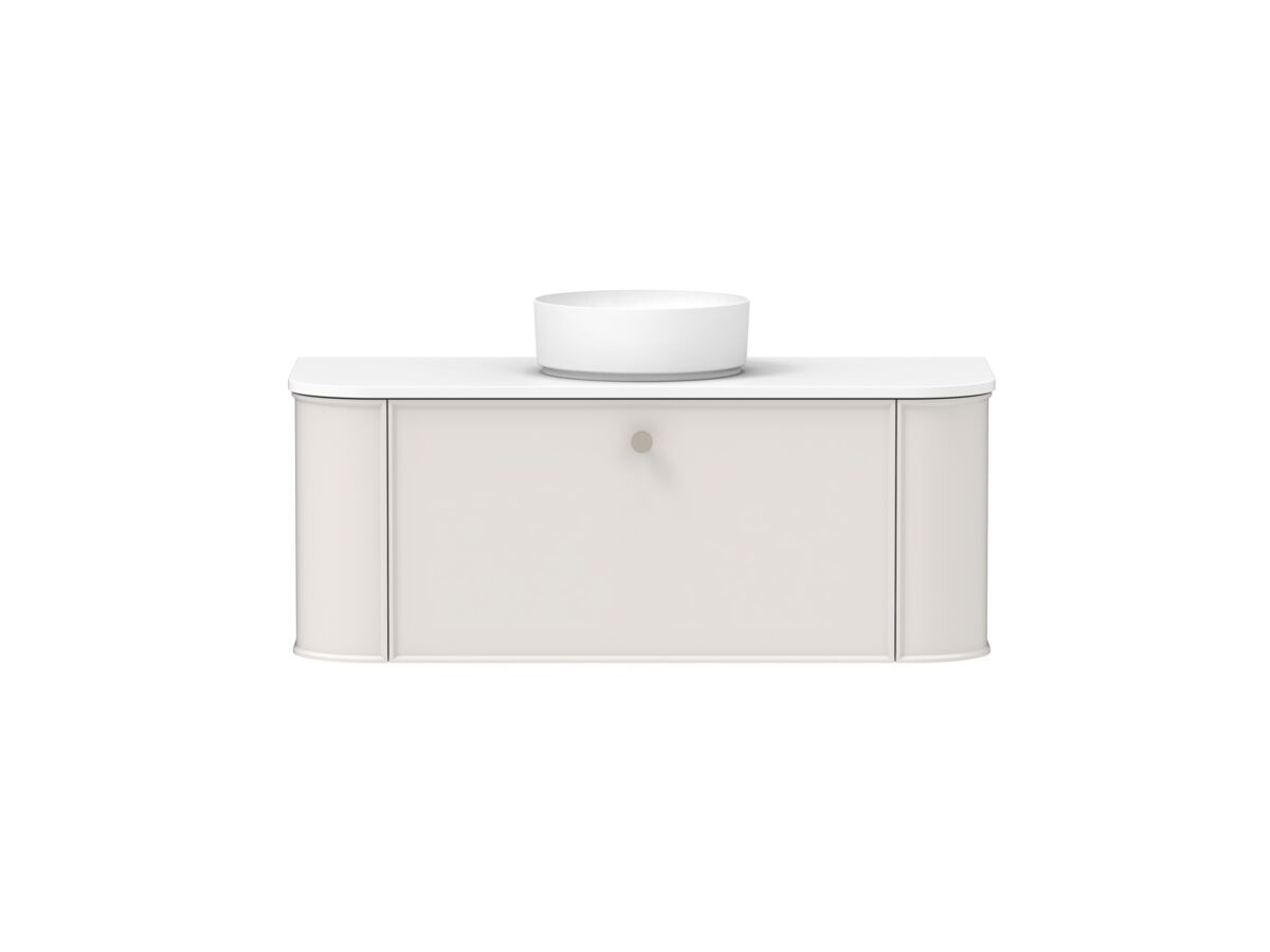 Supporting Image - Kado Era Double Curve All Drawer 1200mm Wall Hung Vanity with Centre Basin 20mm Top Feather Grey