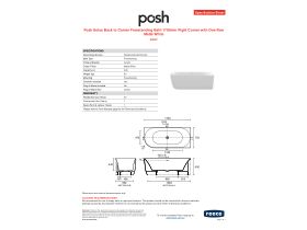 Specification Sheet - Posh Solus Back to Corner Freestanding Bath 1700mm Right Corner with Overflow Matte White