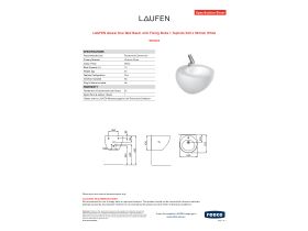 Specification Sheet - LAUFEN Alessi One Wall Basin with Fixing Bolts 1 Taphole 520 x 525mm White
