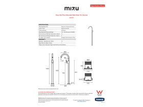 Specification Sheet - Mizu Silk Floor Mounted Bath Mixer Kit Chrome