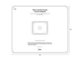 Cutout Template - Base Inset Laundry Trough 1 Taphole & Bypass 45 litres Stainless Steel