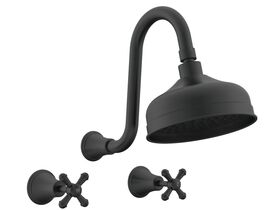 Hero - Posh Canterbury Gooseneck Shower Set Cross Handles Matte Black (3 Star)