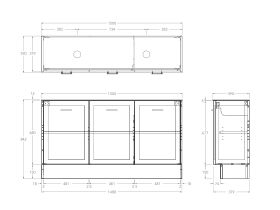 Technical Drawing - Kado Lux Ensuite All Door 1500mm Floor Mount Double Basin 12mm Durasein Top