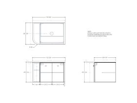 Technical Drawing - Kado Era Single Curve All Door 750mm Wall Hung Vanity with Centre Basin 20mm Top