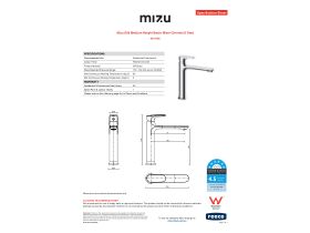 Specification Sheet - Mizu Silk Medium Height Basin Mixer Chrome (6 Star)