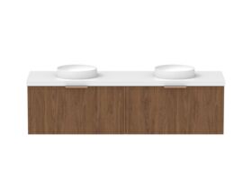 Supporting Image - Kado Lux Slim All Drawer 1800mm Wall Hung Vanity with Double Basin 50mm Top Florentine Walnut