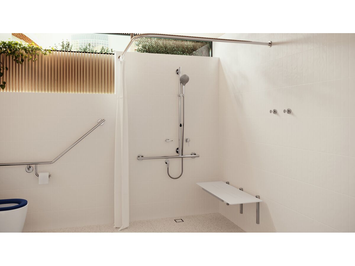In Situ - Mizu Commercial Bathroom - Shower - 700 x 1100mm T-Shower Modular Grab Rail Kit 3 function with Push Pull -Chrome