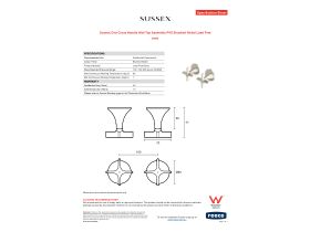 Specification Sheet - Sussex Oria Cross Handle Wall Top Assembly PVD Brushed Nickel Lead Free
