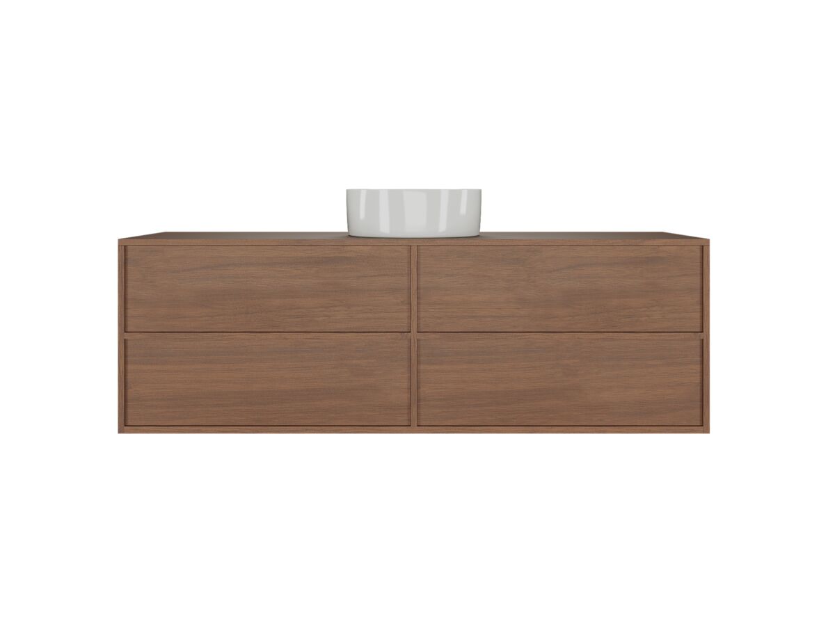 Supporting Image - Kado Aspect 1500mm Wall Hung Vanity Unit Single Bowl Timber Top - Florentine Walnut