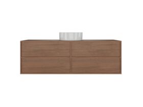 Supporting Image - Kado Aspect 1500mm Wall Hung Vanity Unit Single Bowl Timber Top - Florentine Walnut