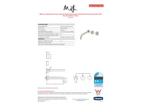 Specification Sheet - Milli Pure Wall Basin Hostess System 250mm Right Hand with Diamond Textured Handles PVD Brushed Nickel (3 Star)