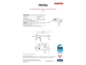 Specification Sheet - Mizu Bliss Wall Basin Mixer Tap Set 200mm White / Chrome (4 Star)