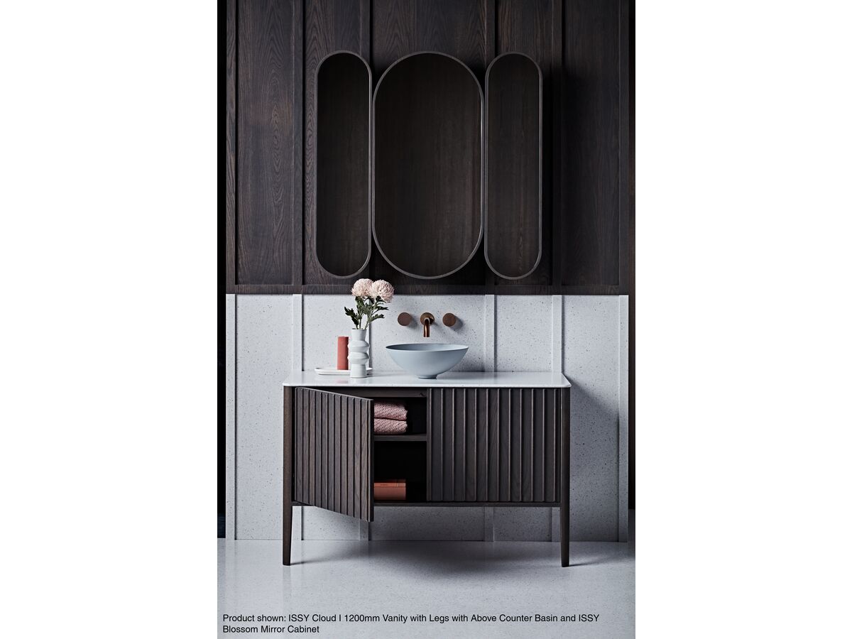ISSY Cloud I 1200mm Vanity with Legs with Above Counter Basin and ISSY Blossom Mirror Cabinet