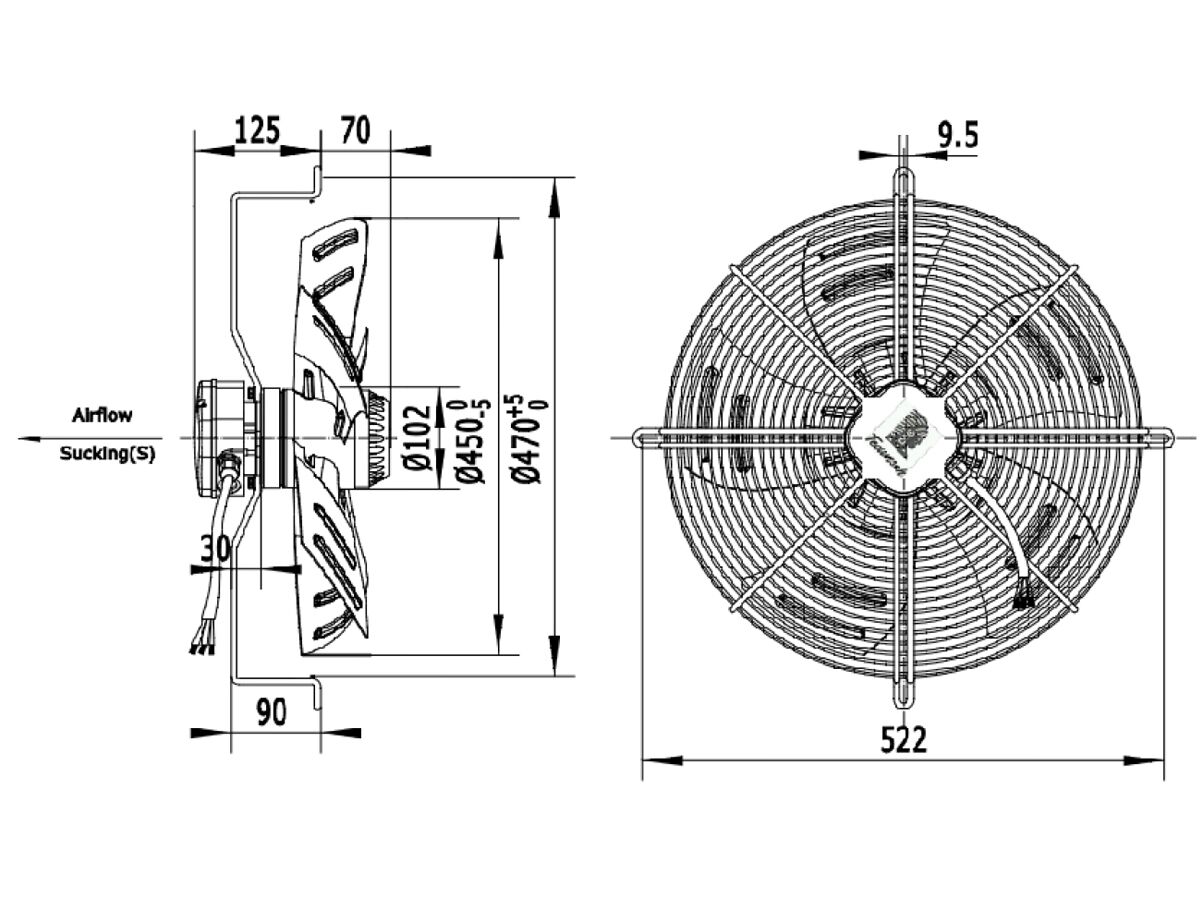 Tecumseh 450mm 1Ph Fan Motor Assembly 7552506