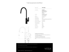 Specification Sheet - Voda Tide Sink Mixer Matte Black (3 Star) Lead Free