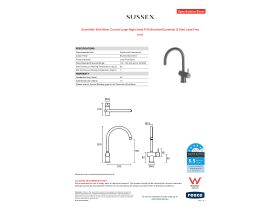 Specification Sheet - Scala Mini Sink Mixer Curved Large Right Hand PVD Brushed Gunmetal (5 Star) Lead Free