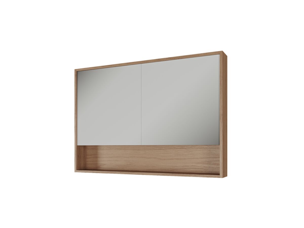 Supporting Image - Kado Aspect 1200mm Mirror Cabinet Two Doors with Shelf - Boston Oak Side