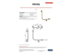 Specification Sheet - Mizu Drift 450 x 450 x 90 Degree Ambulant Toilet Grab Rail Right Hand Brushed Brass