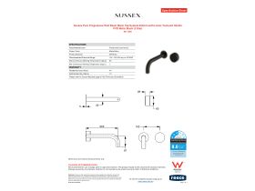 Specification Sheet - Sussex Pure Progressive Wall Basin Mixer Tap System 200mm with Linear Textured Handle PVD Matte Black (3 Star)